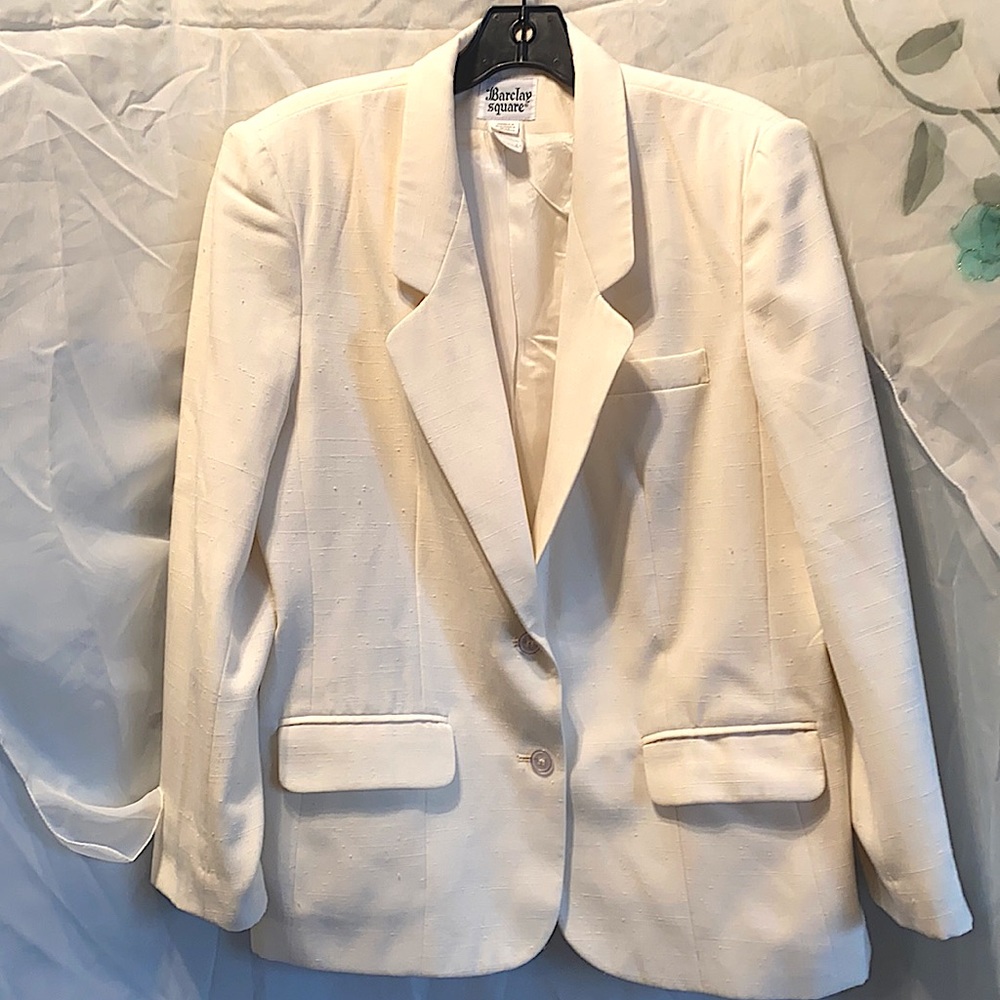BARCLAY SQUARE WHITE SINGLE BREASTED BLAZER SZ 14